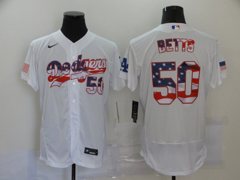 Men Los Angeles Dodgers 50 Betts White Elite 2024 Nike MLB Jersey style 1